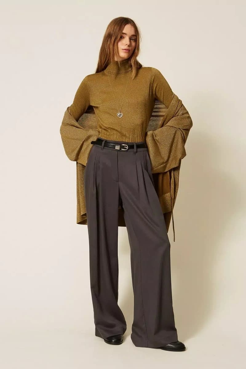 Cardigan kimono in maglia lurex con cintura | TWINSET - 4