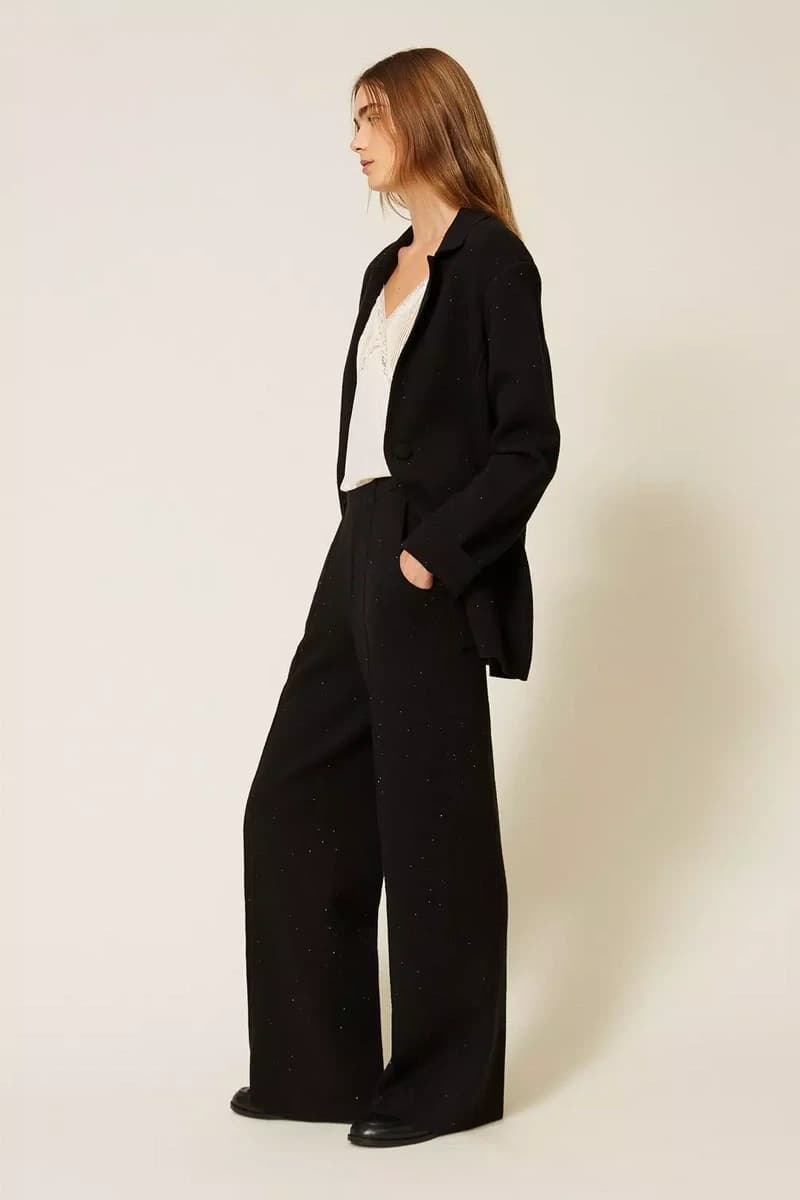 Pantaloni in maglia con paillettes | TWINSET - 3