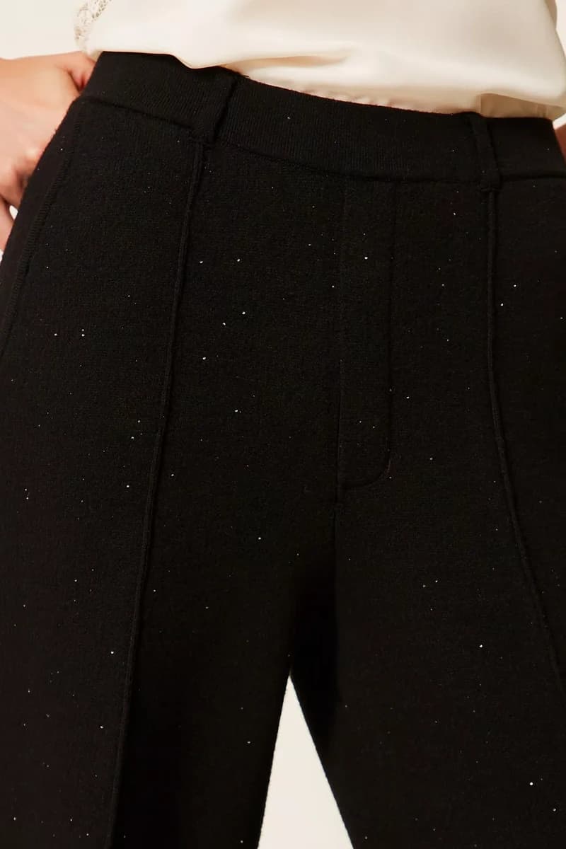 Pantaloni in maglia con paillettes | TWINSET - 4