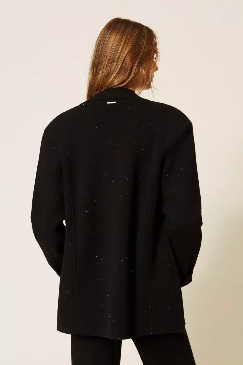 Giacca blazer in maglia con paillettes | TWINSET - 2