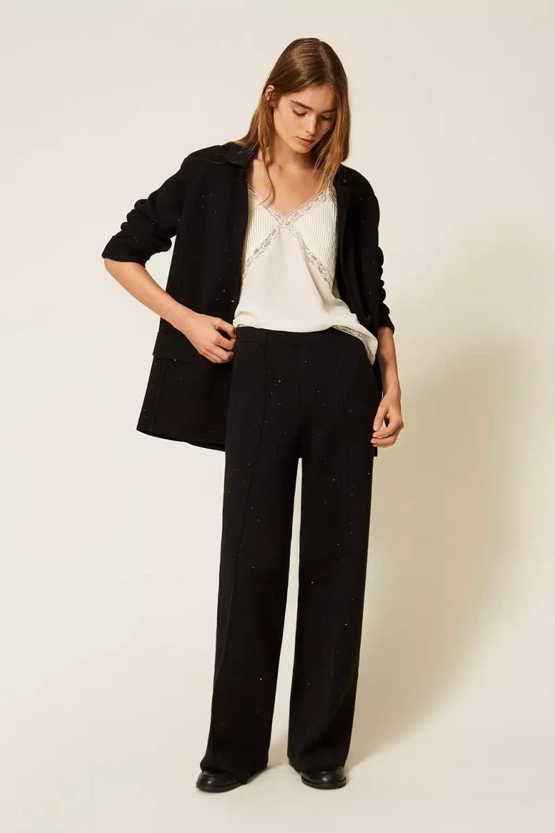 Giacca blazer in maglia con paillettes | TWINSET - 6