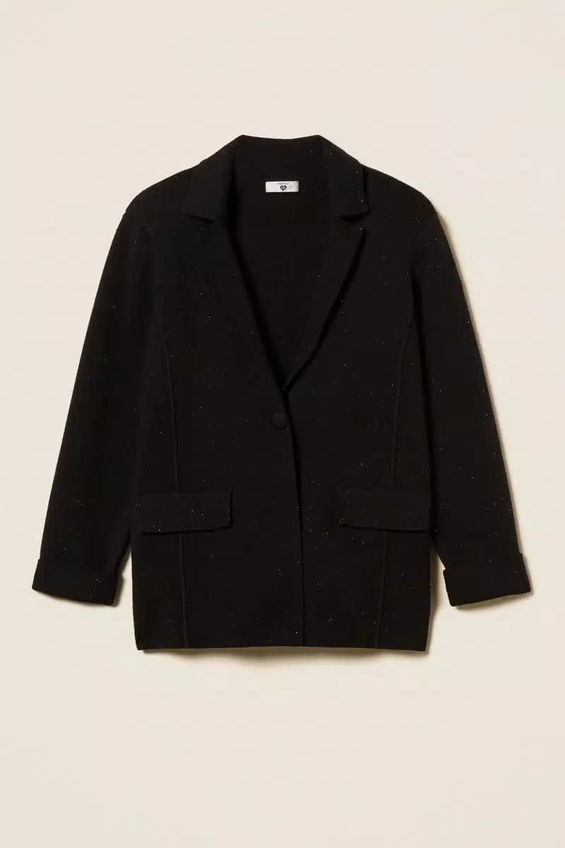 Giacca blazer in maglia con paillettes | TWINSET - 7