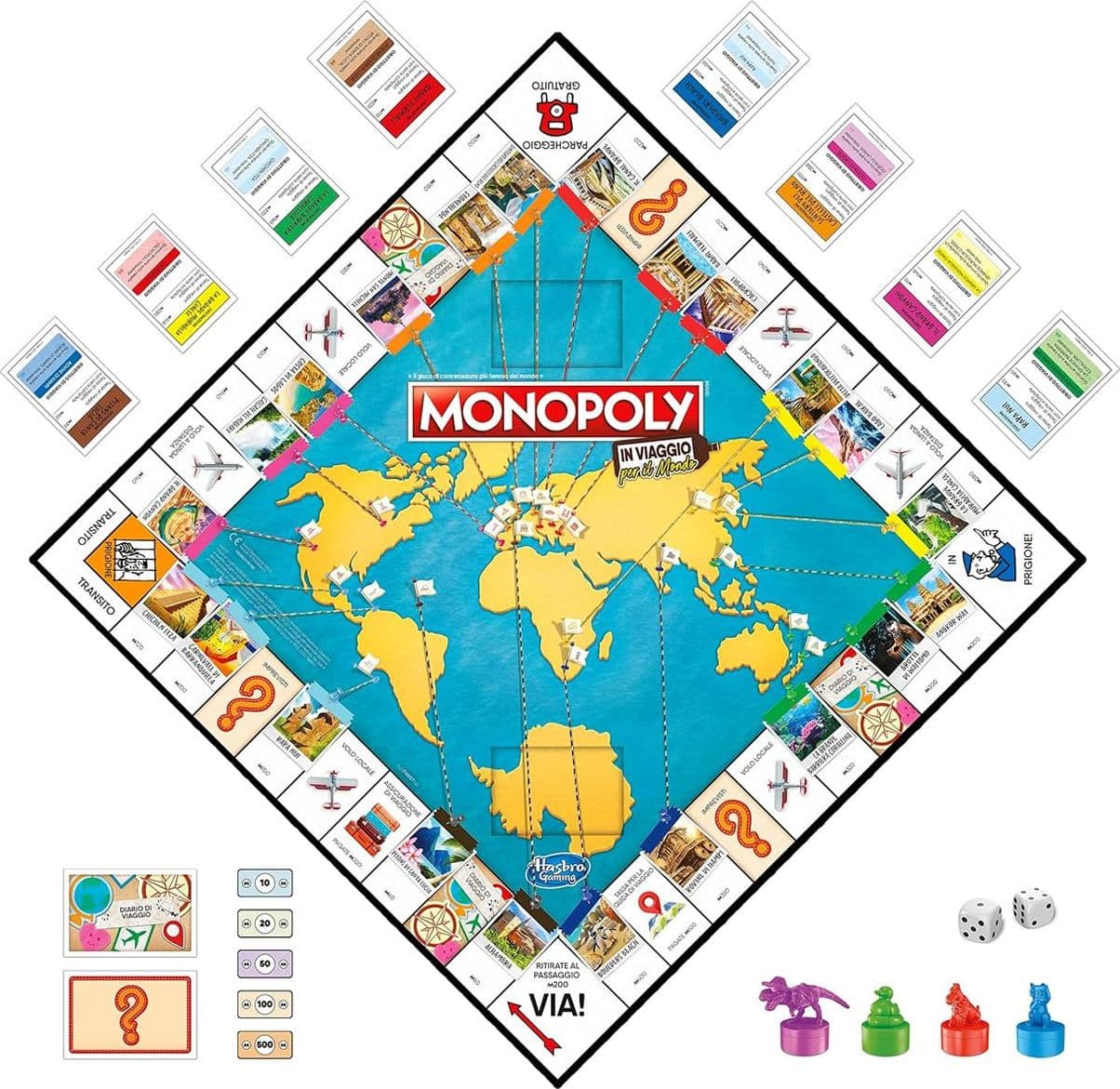 Monopoly In Viaggio per il Mondo Hasbro Gaming Gioco da Tavolo per Famiglie con Tabellone Cancellabile e Pedine Timbro Regalo per Bambini dagli 8 Anni in Su - 2
