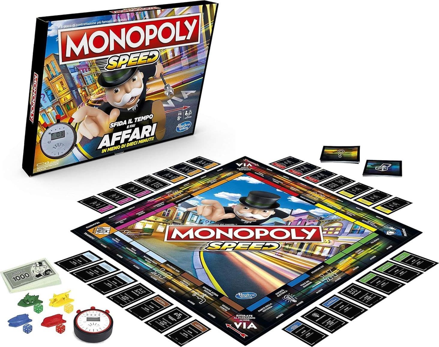 Monopoly Speed Hasbro Gaming Gioco da Tavolo Rapido Sotto i 10 Minuti con Timer Cronometrato e Turni Simultanei Regalo per Famiglie e Bambini dagli 8 Anni - 2