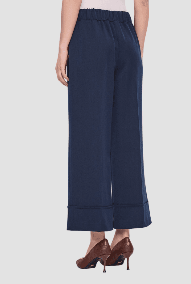 GAUDI pantalone cropped con risvolto donna blue - 2
