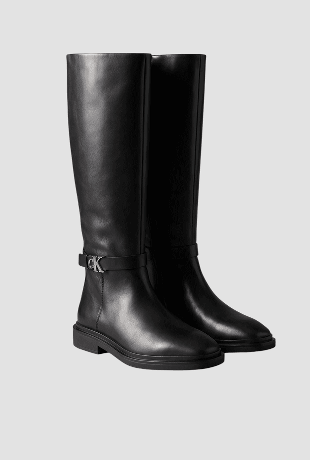 calvin klein stivali alti in pelle da donna nero - 2