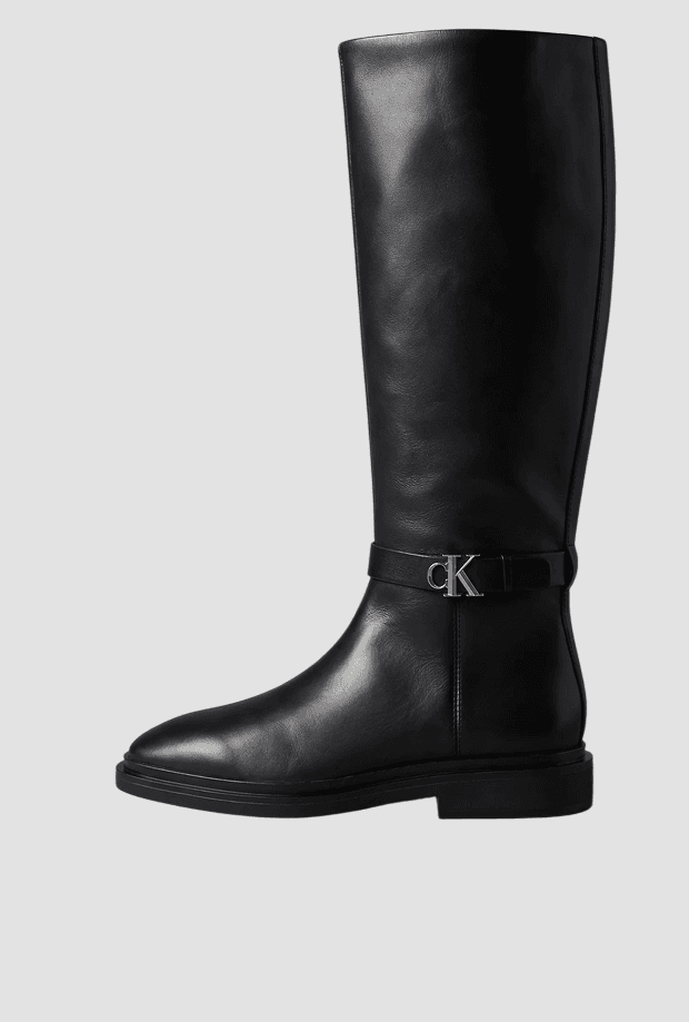 calvin klein stivali alti in pelle da donna nero - 3