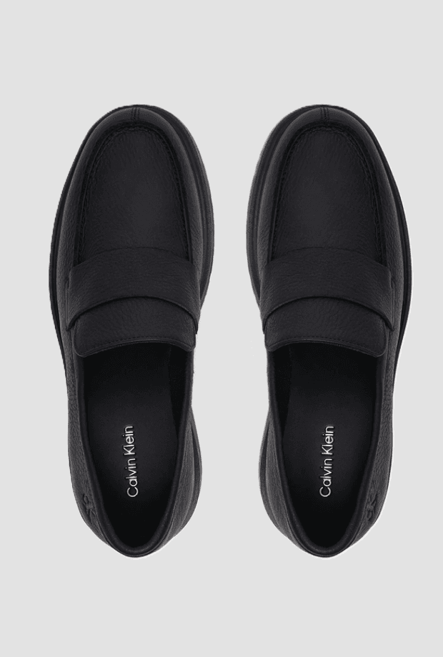 calvin klein mocassini in pelle da uomo nero - 2
