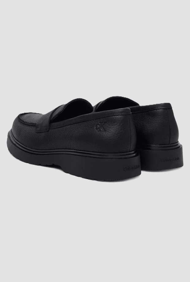 calvin klein mocassini in pelle da uomo nero - 3