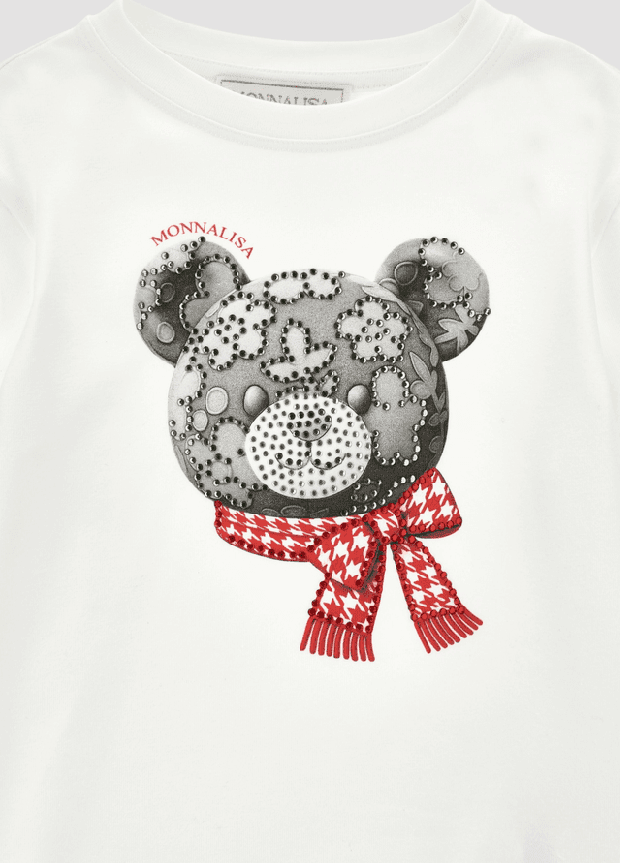 MONNALISA t-shirt con orso bambina panna - 2