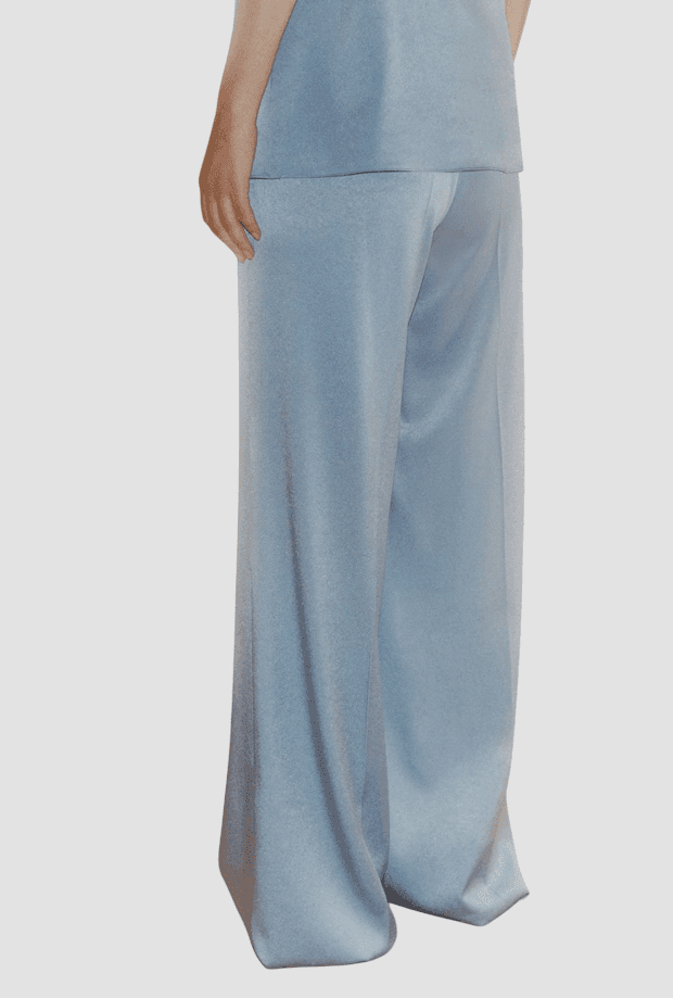 MARELLA pantalone wide leg in satin donna azzurro - 2