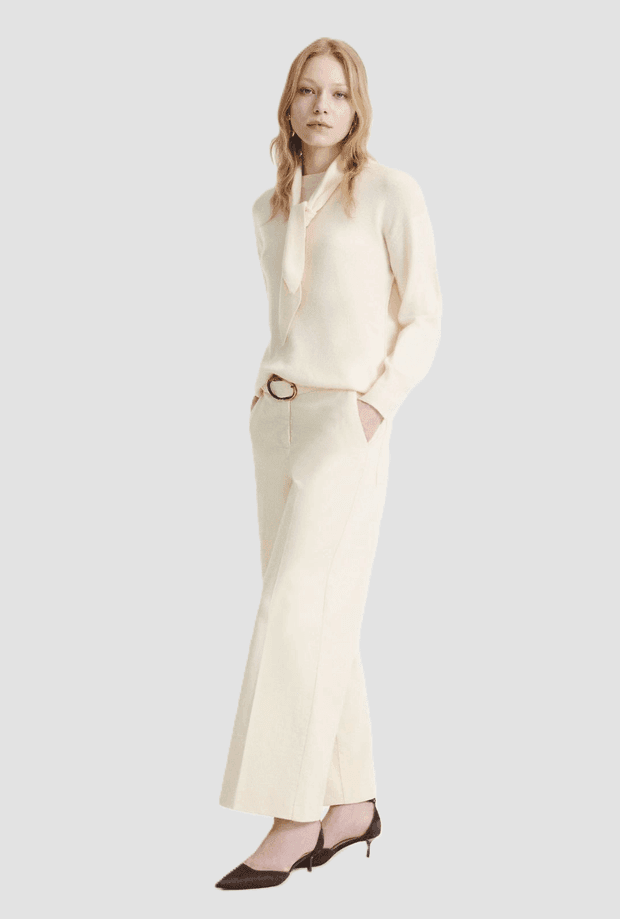 MARELLA pantalone wide leg con cintura donna panna - 3
