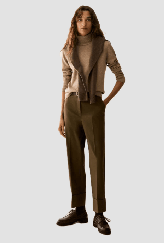 PENNYBLACK pantalone in raso di cotone donna verde kaki - 2