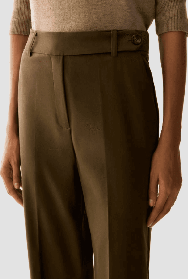 PENNYBLACK pantalone in raso di cotone donna verde kaki - 3