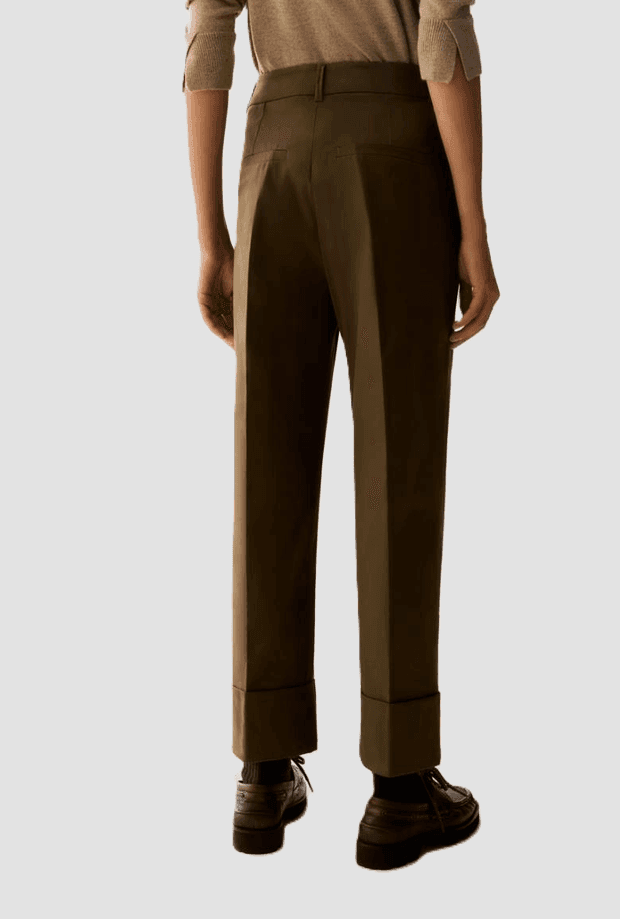 PENNYBLACK pantalone in raso di cotone donna verde kaki - 4