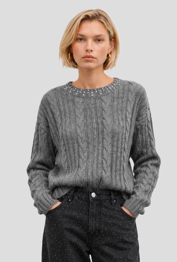 KOCCA maglione con strass donna grigio - 2