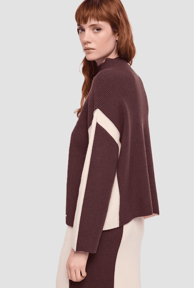 GAUDI maglia color block donna panna-marrone - 3