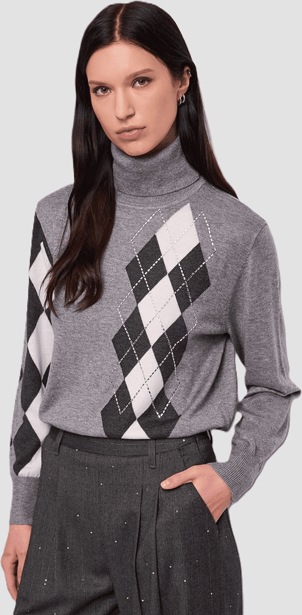 GAUDI maglia dolcevita con i rombi da donna grigio - 3