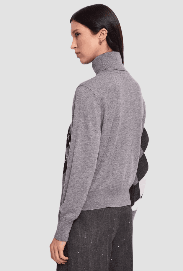 GAUDI maglia dolcevita con i rombi da donna grigio - 4