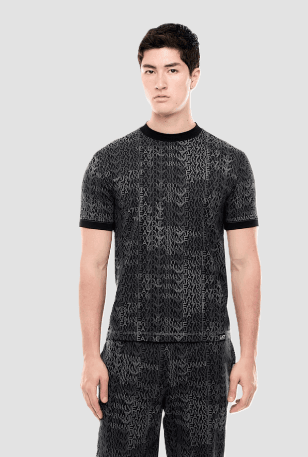 EA7 t-shirt con monogramma uomo nero - 3