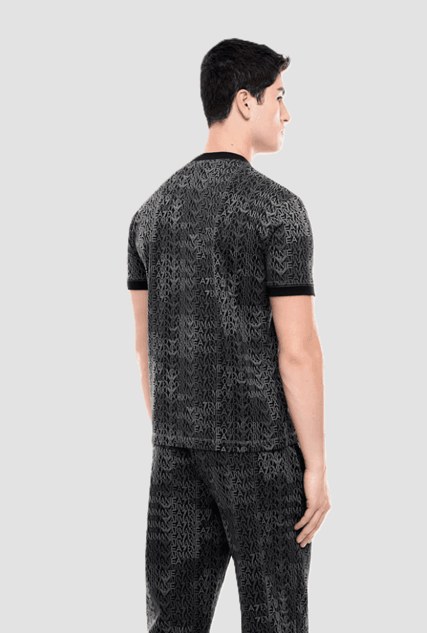 EA7 t-shirt con monogramma uomo nero - 4