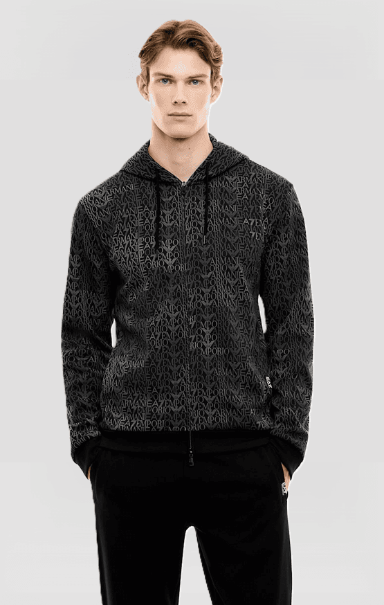EA7 felpa logo series con zip da uomo nero - 3