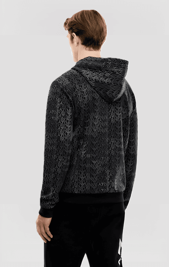 EA7 felpa logo series con zip da uomo nero - 4