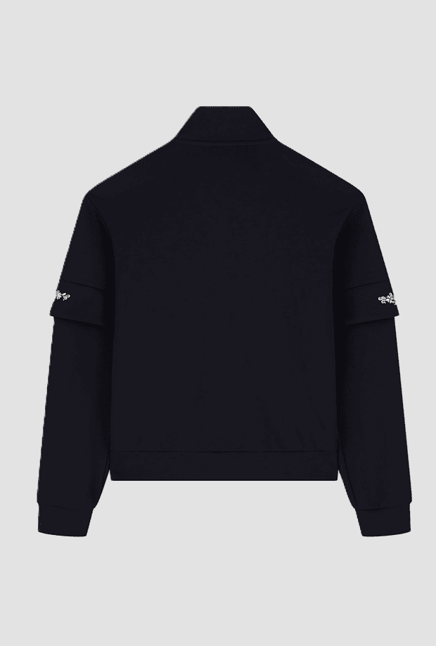 EA7 felpa full zip con dettagli in strass sulle maniche da donna nero - 2