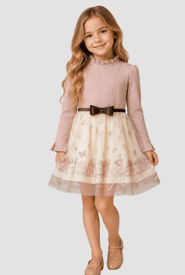 MONNALISA abito bambina rose tulle - 3