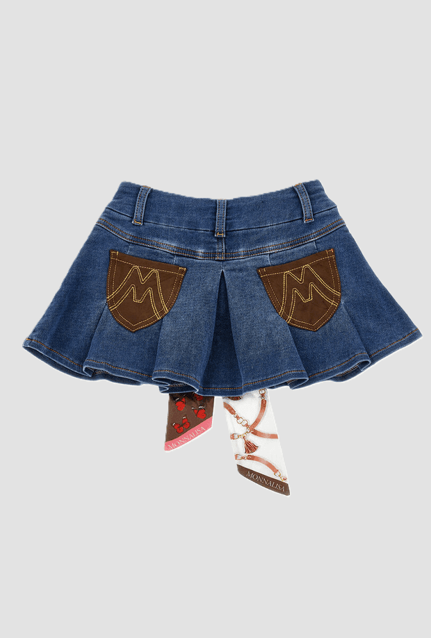 MONNALISA gonna in denim con foulard bambina blu - 2