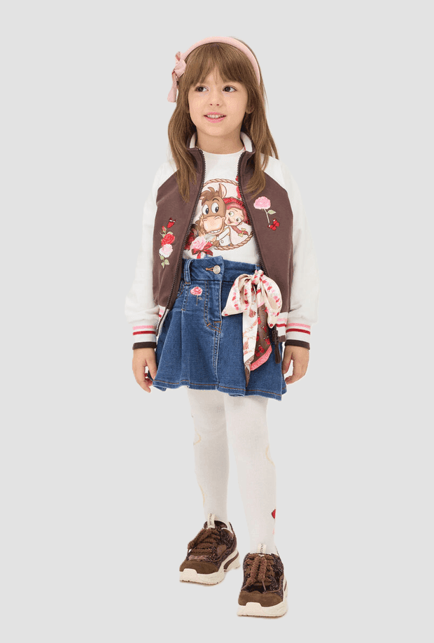 MONNALISA gonna in denim con foulard bambina blu - 3