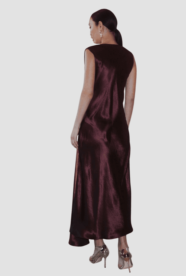 MARELLA abito in raso donna bordeaux - 3