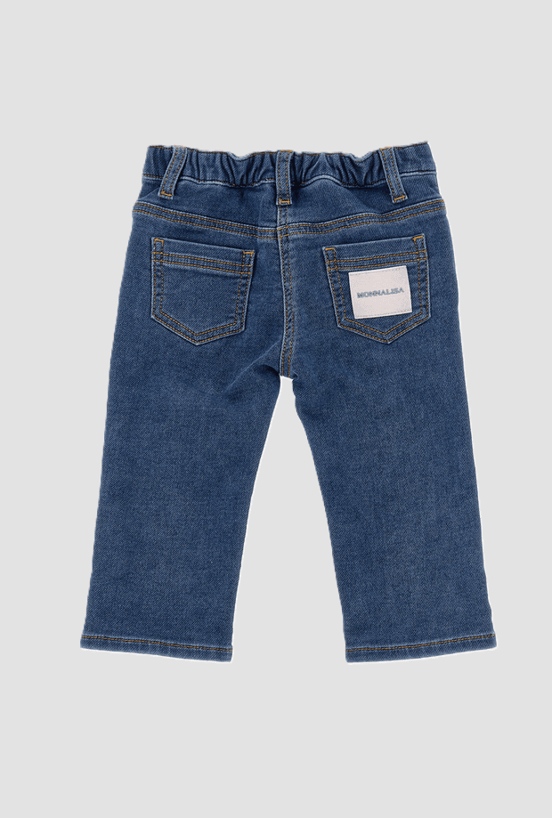 MONNALISA jeans con ricami rose bambina blu - 2