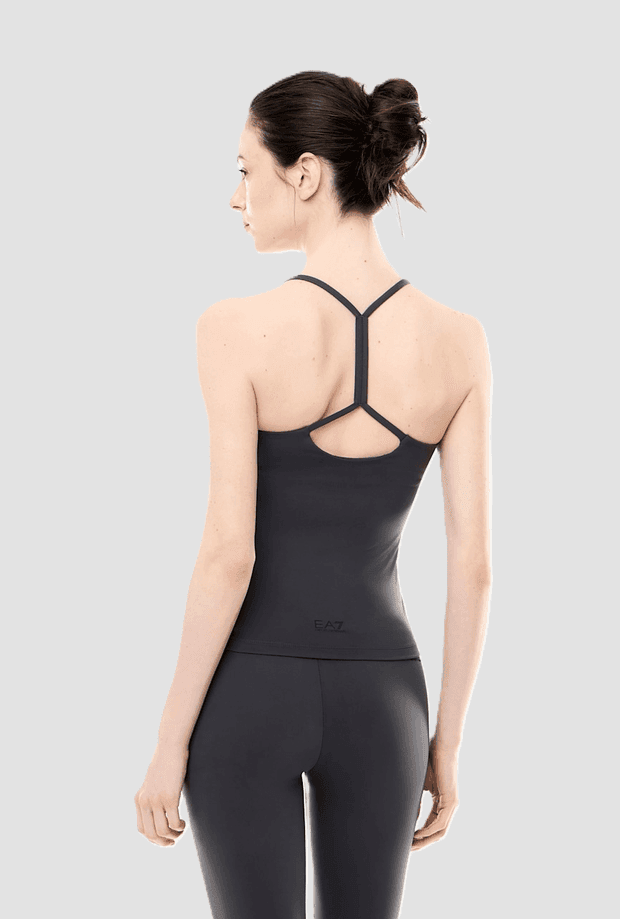 EA7 top con spalline incrociate da donna grigio - 4