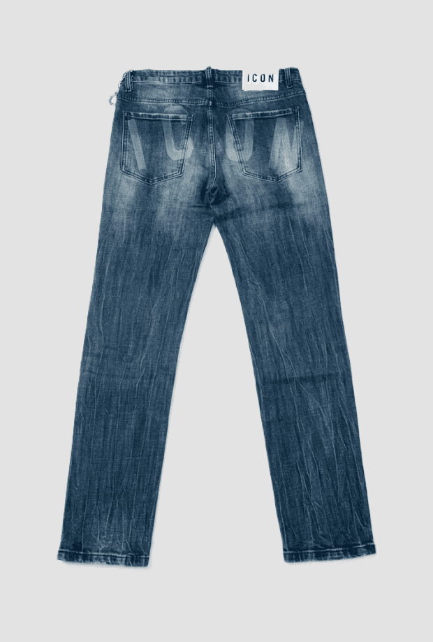 ICON jeans slim fit con logo posteriore uomo blu scuro - 2