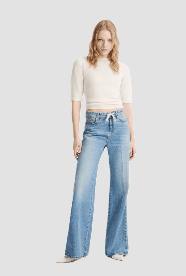 MARELLA jeans wide leg con cordoncino donna azzurro - 2