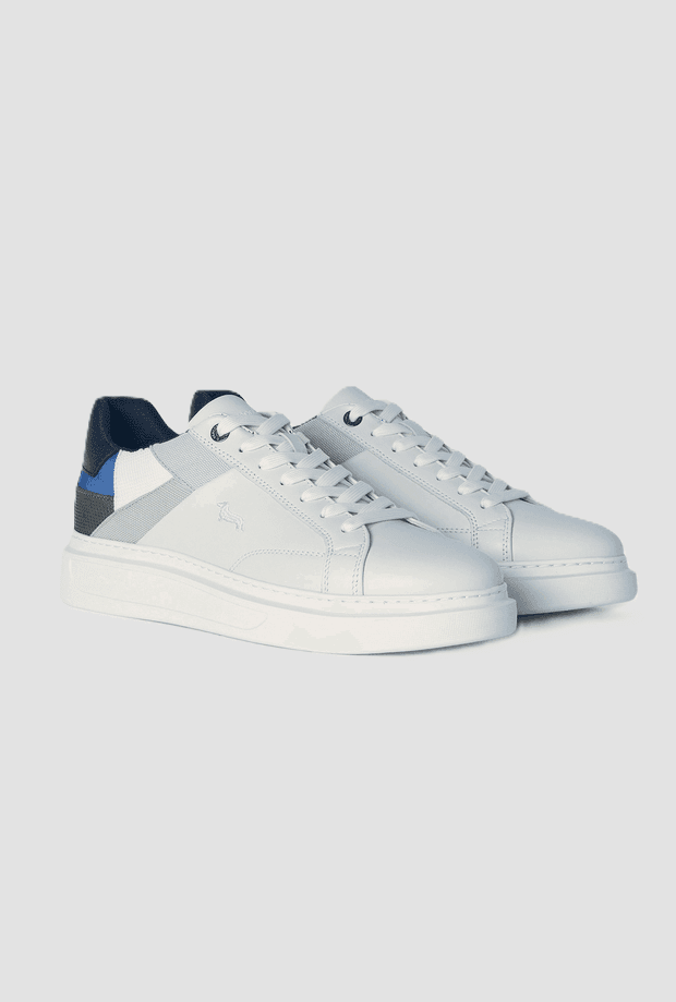 Harmont&amp;blaine scarpe in pelle con patchwork da uomo bianco - 2