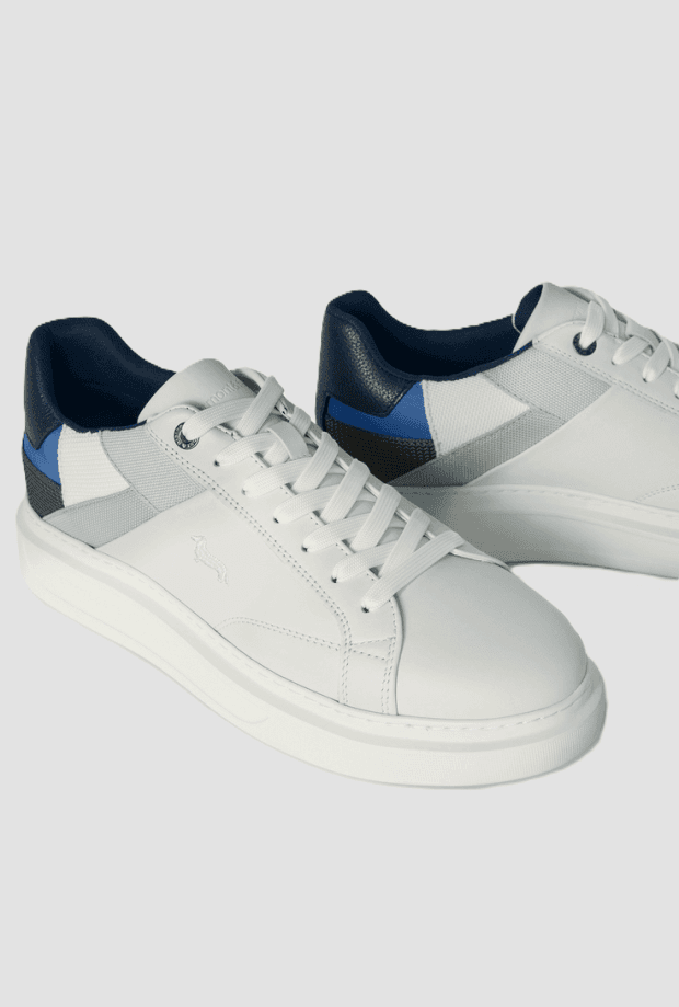 Harmont&amp;blaine scarpe in pelle con patchwork da uomo bianco - 4