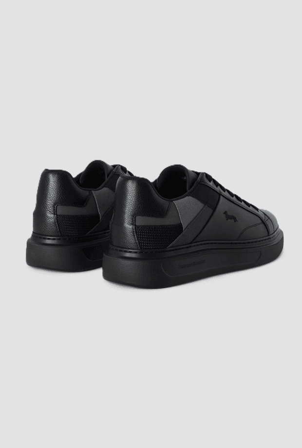 Harmont&amp;blaine scarpe in pelle con patchwork da uomo nero - 3