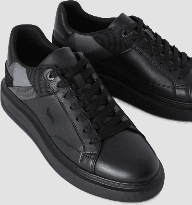 Harmont&amp;blaine scarpe in pelle con patchwork da uomo nero - 4