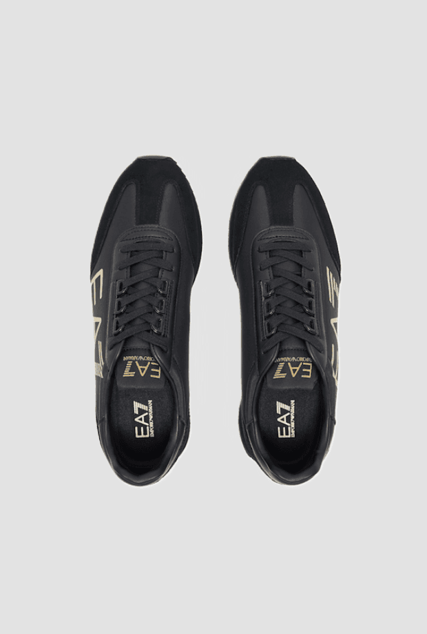 EA7 scarpe con maxi logo in oro da uomo nero - 3