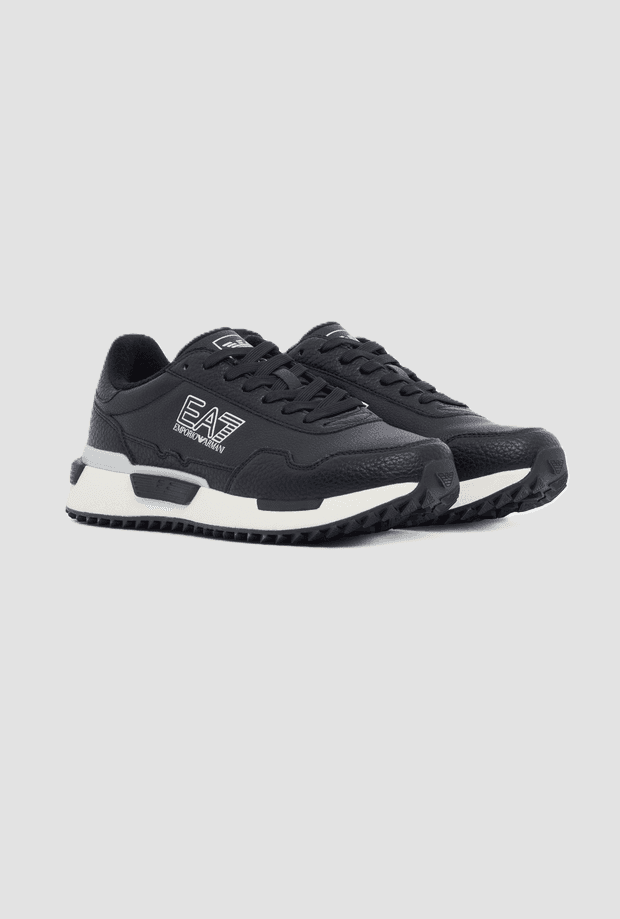 EA7 scarpe con logo da uomo nero - 2