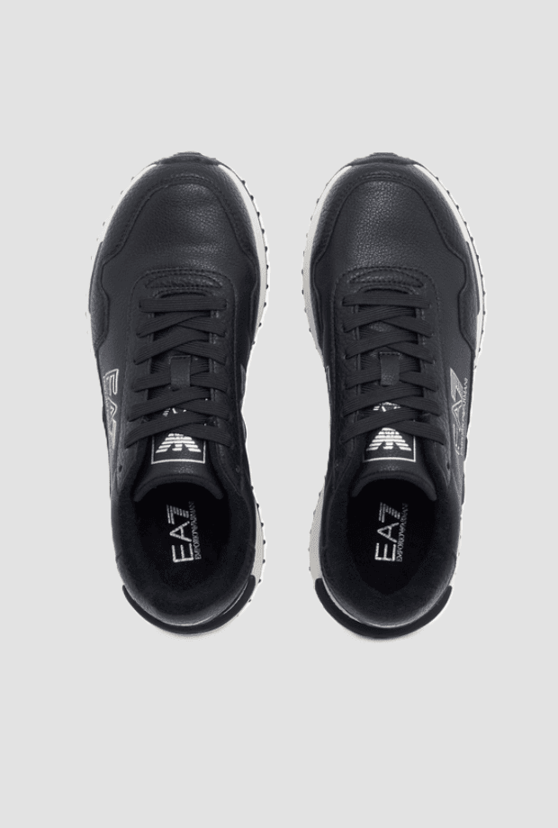 EA7 scarpe con logo da uomo nero - 3