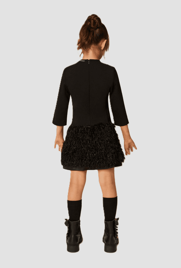 TWINSET abito con gonna effetto frange bambina nero - 4