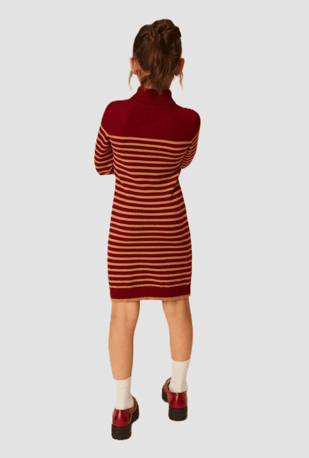 TWINSET abito in maglia a righe bambina rosso-marrone - 4