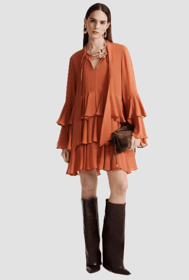 MARELLA abito con balze donna terracotta - 2