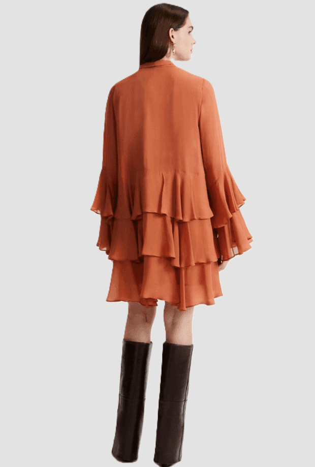 MARELLA abito con balze donna terracotta - 3
