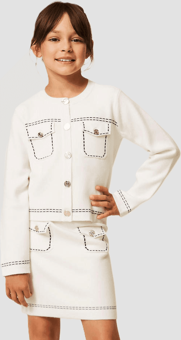 TWINSET cardigan con cuciture bambina bianco neve - 2