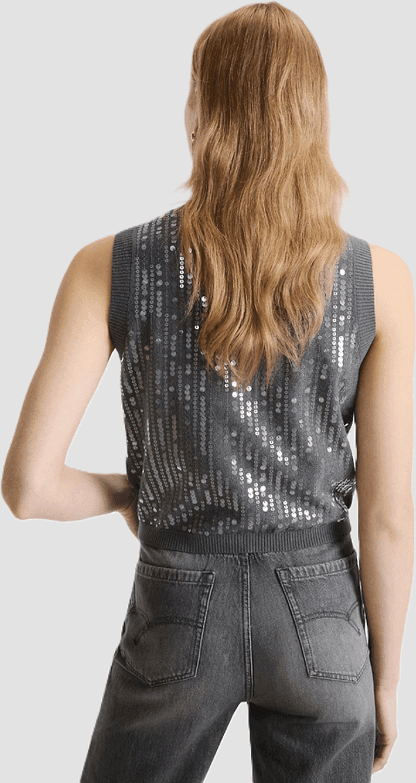 MARELLA gilet in maglia con paillettes donna grigio - 3