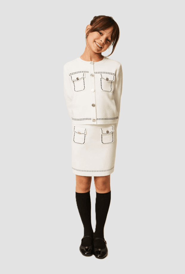 TWINSET gonna con impunture bambina bianco neve - 2